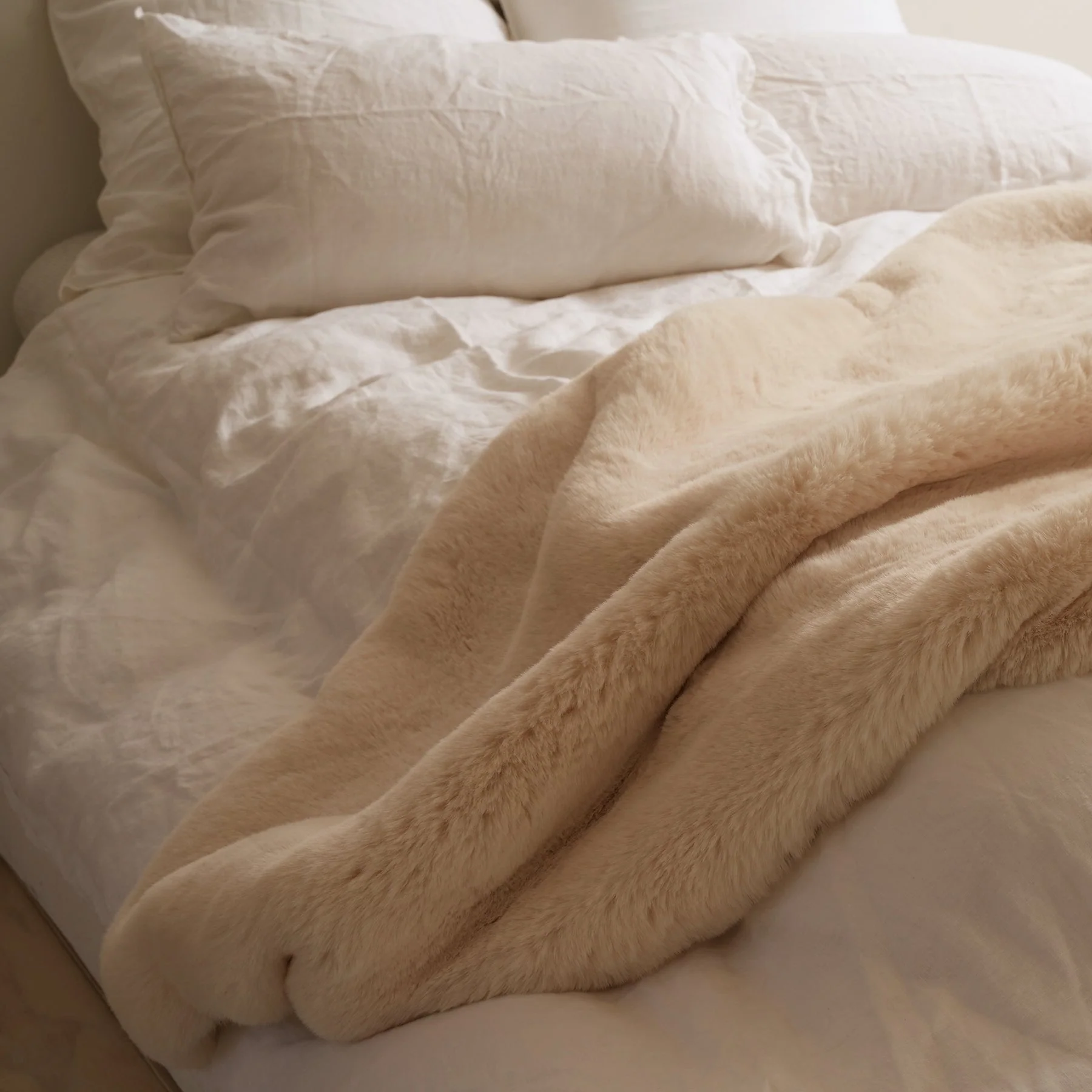 Vegan Fur Throw - Big Bear Cream - Image 8