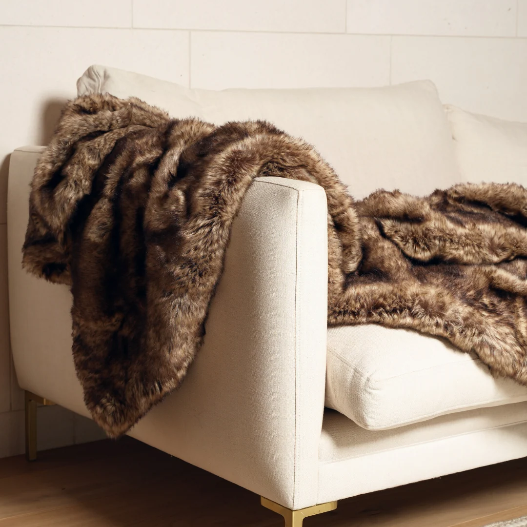 Vegan Fur Throw- Wolf - Image 5